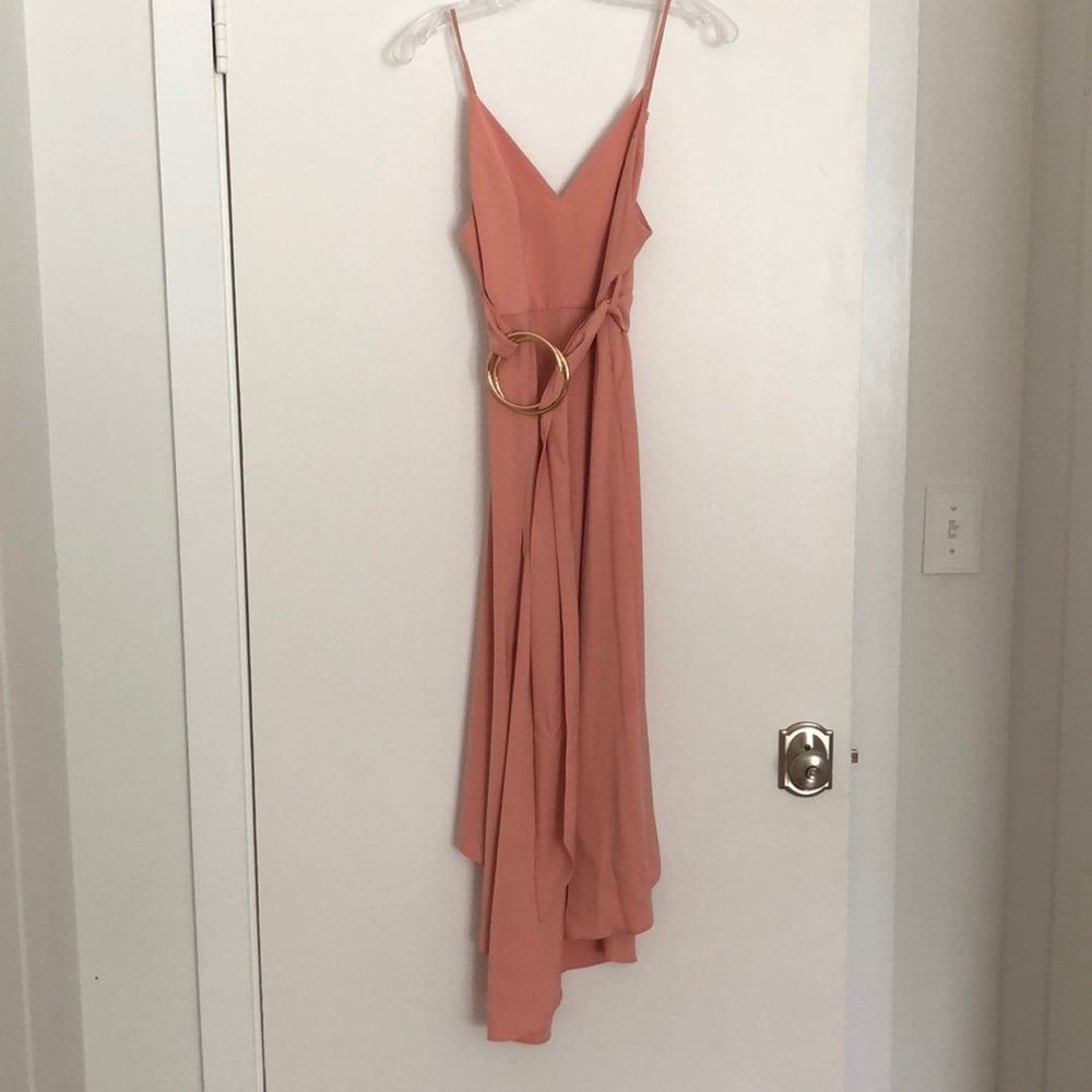 Shona Joy Peach Midi Dress with front slit
